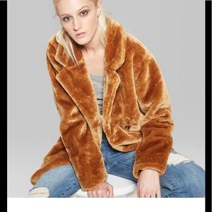 Wild Fable faux fur jacket- camel- size Small